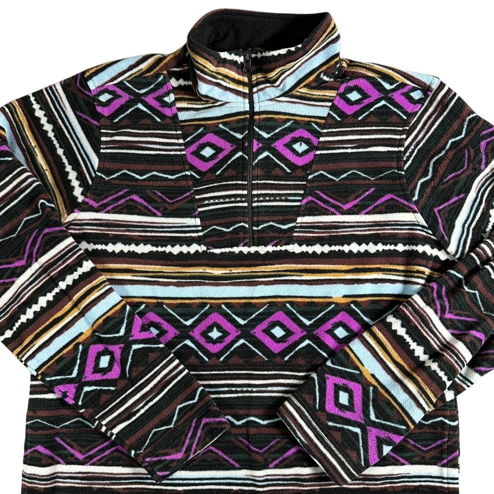 No Boundaries Mens Fleece Quarter Zip Pullover Geometric Purple NB40105 Size M